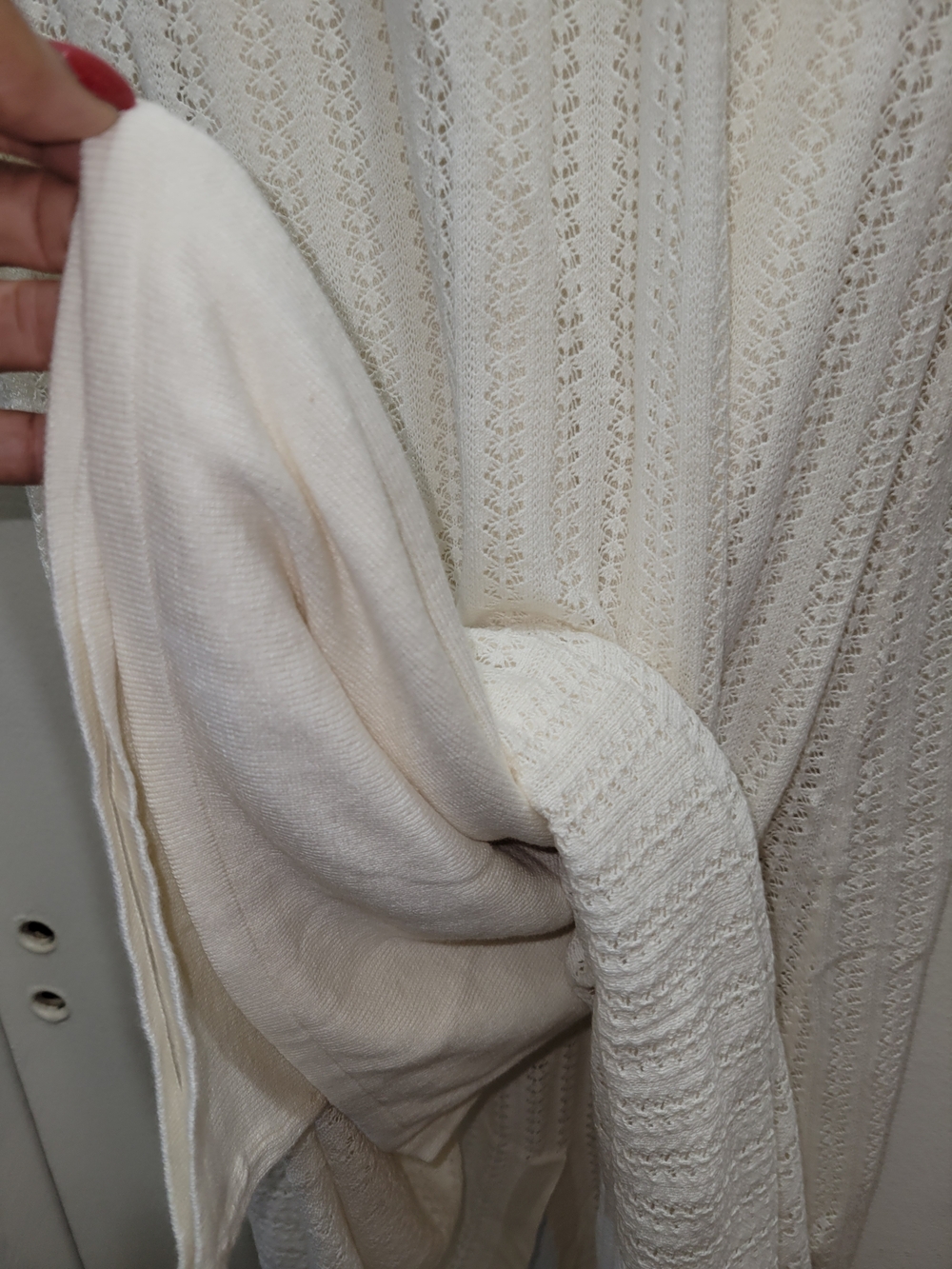 Cream Open-Knit Maxi Sleeveless Dress With Slip 2X - Picture 3 of 6